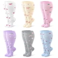 thumbnail image 1 of Hengguang 6 Pairs Plus Size Compression Socks for Women, Wide Calf Extra Large 15-20 mmHg Knee High Sock for Nurses Pregnant Travel, 1 of 8