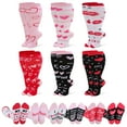 thumbnail image 1 of Hengguang 6 Pairs Plus Size Socks Valentine Gifts, Women Knee High Sock Long Heart Print Compression Stocking Gift, 1 of 8