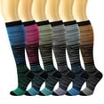thumbnail image 1 of Hengguang 6 Pairs S/M Size of Compression Socks for Men and Women, Colourful Knee HighCompression Socks, Support Stockings for Running, Sports, Flight, Travel, Cycling, 1 of 7