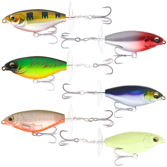 Hengguang 6 Pcs Fishing Lures for Freshwater and Saltwater, Treble Crankbaits with 360° Double Propeller, Easy Catch Fishing Hard Bait, Lifelike Artificial Lures for Trout Crappie Walleye Pike