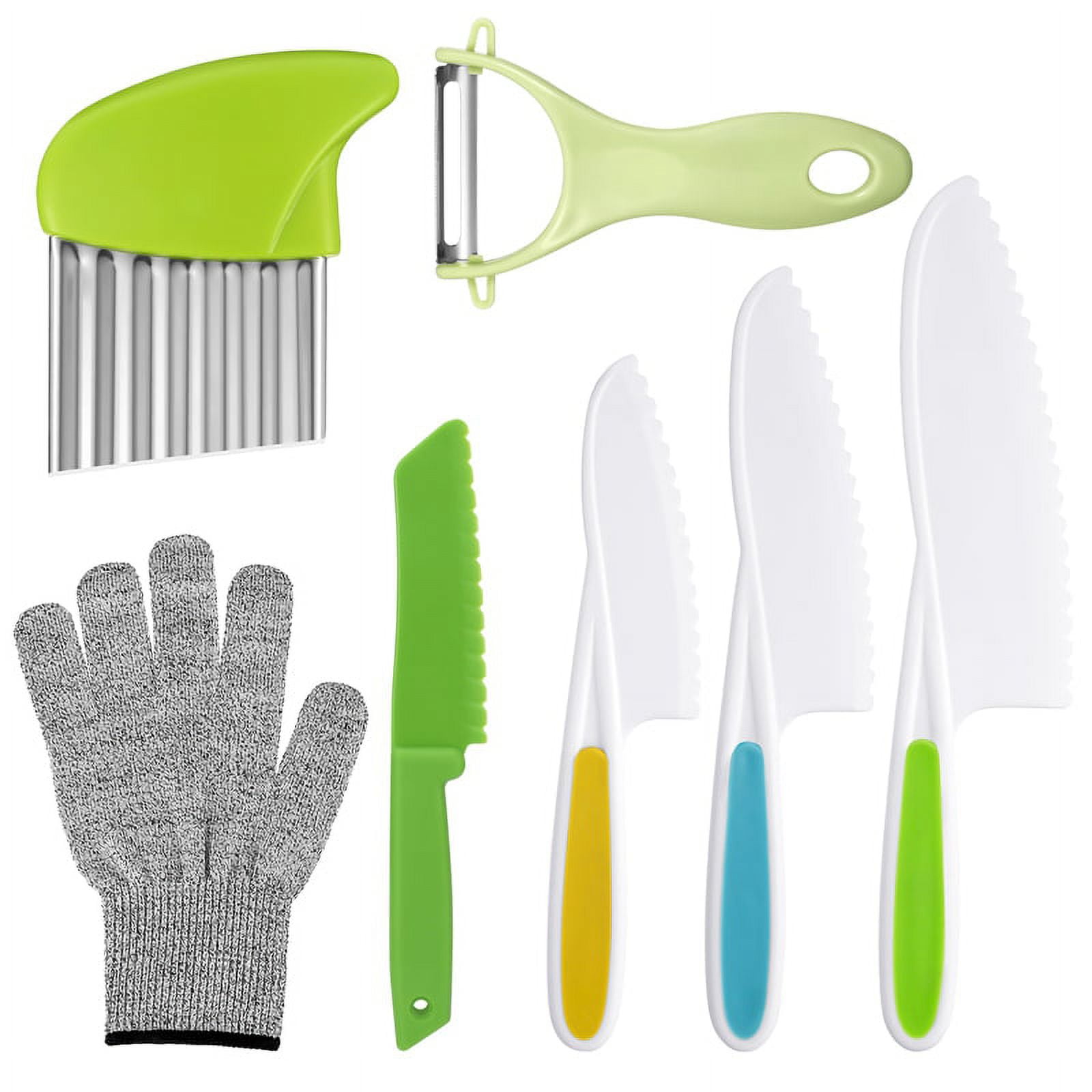 Hengguang 7 Pcs Kids Kitchen Knives Toys, ChildSafe Plastic Knife Toys