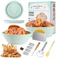 thumbnail image 1 of Hengguang 7Pcs Silicone Banneton Bread Proofing Baskets, 9.4Inch Round & 9.8Inch Oval Foldable Sourdough Baking Basket, Complete Set for Bread Making With Essential Tools, Easy to Clean and Storage, 1 of 7