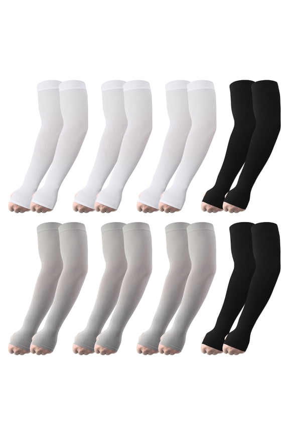 8 Pair Arm Sleeves with Thumb Hole for Men Women, Cooling UV Sun Protection Arm Sleeves, Multicolor Tattoo Cover Up Sleeve, Protective Sports Sleeves for Running Golf Cycling Driving Hiking
