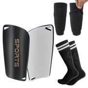 Hengguang Kids Soccer Shin Guards with Soccer Socks, Calf Protection Soccer Shin Pads & Long Socks for Toddler 4-12 Year(Black)
