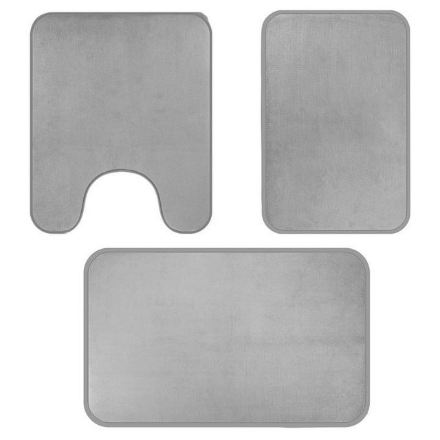 Hengguang Memory Foam Toilet Bath Rug, 3 Pieces Bath Mats Sets, Ultra