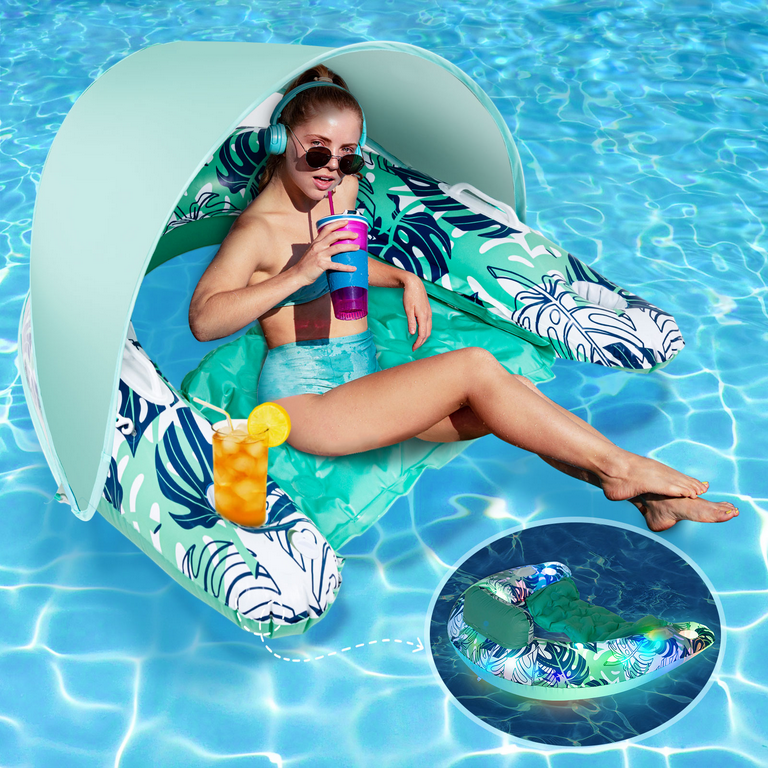 Hengguang Inflatable Adult Pool Chair with LED Lights, Umbrella