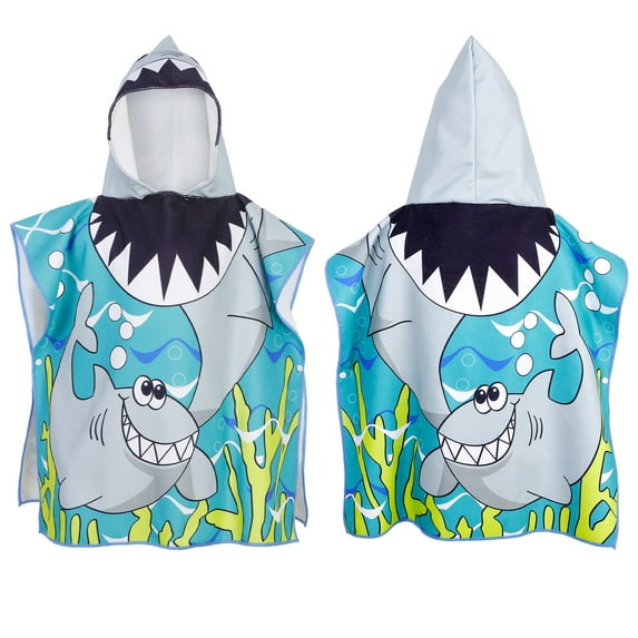 Hengguang Shark Hooded Towel for Kids, Hooded Beach Towel Swimming Bath Poncho Ultra Soft and Absorbent Bathrobe for Girls Boys Children Toddler 2-8 Years Old(green shark)