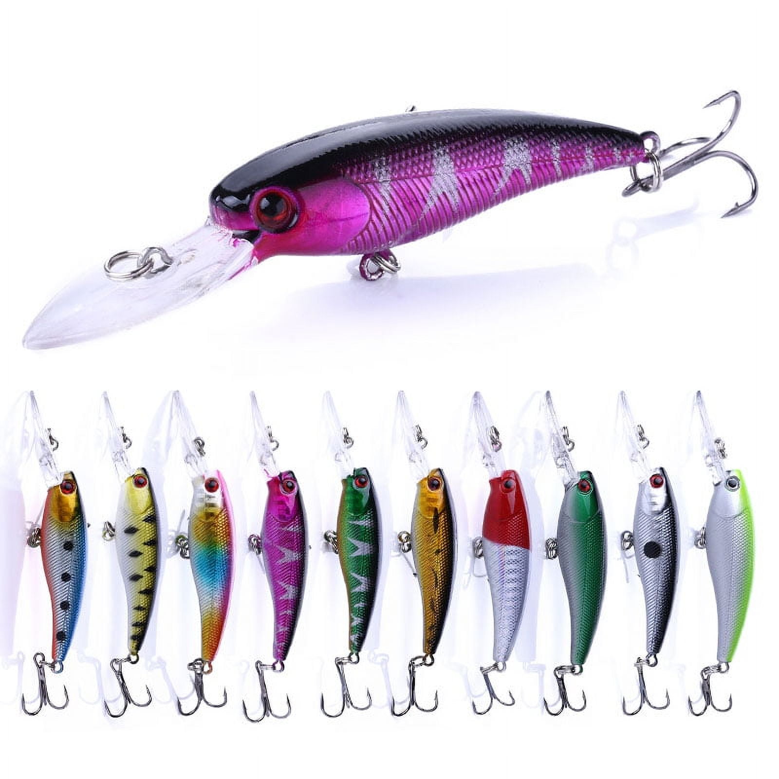 Hengjia Minnow Bass Fishing Lures Set, 10 Count