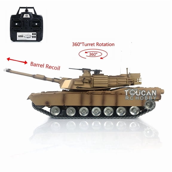 Henglong 1/16 7.0 Abrams RTR RC Tank 3918 360 Turret Barrel Recoil Metal Track