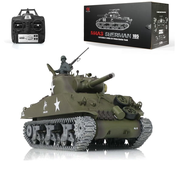Henglong 1/16 Customized TK7.0 M4A3 Sherman BB IR RC Tank 3898 Barrel Recoil 360Turret