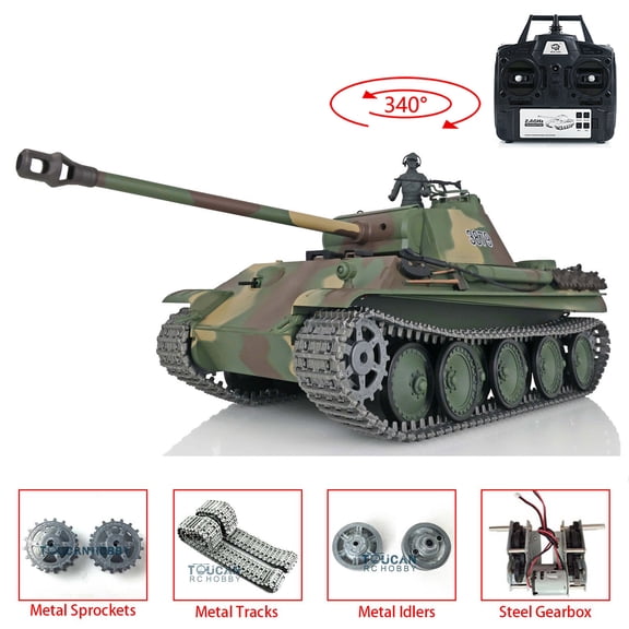 Henglong 1/16 Scale 7.0 Upgraded German Panther G BB IR RTR RC Tank 3879 Metal Tracks