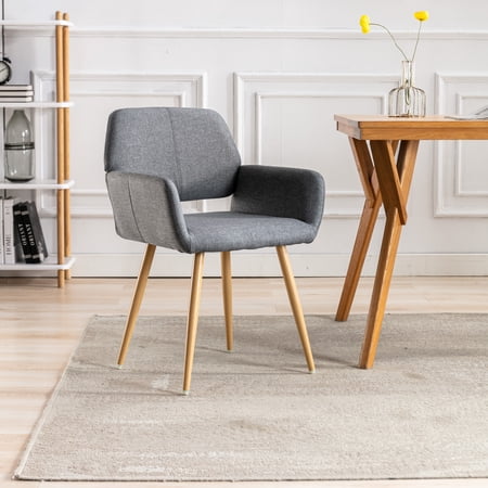 Hengming Modern Living Dining Room Accent Chairs Fabric Mid-Century Upholstered Side Seat(Gray)