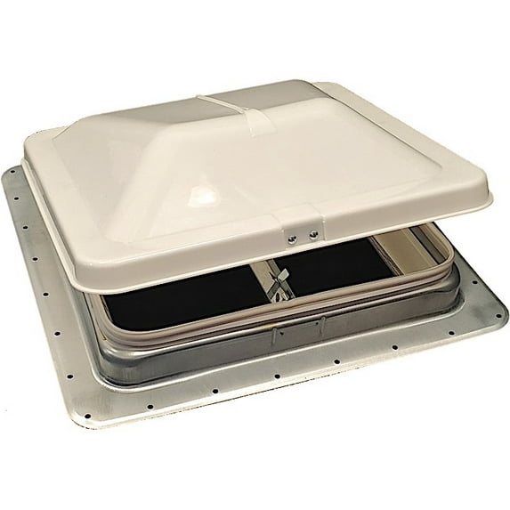 UNIVERSAL VENT 14IN 12V WHT LID GALV. COLLAR & 90091 GARNISH