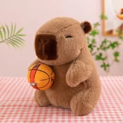 Hengshan Capybara Plush Toy with Detachable Accessories, Cute Kawaii Capybara Stuffed Animal, Soft Capybara Plushie with Turtle Backpack, Duck Swim Ring, Frog Bag & Basketball, Gift for Kids Adults