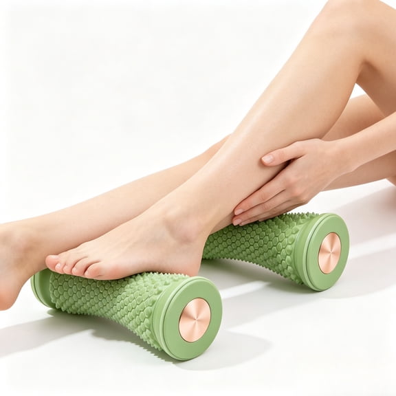 Hengshan Foot Massage Roller, 11 Inch Deep Tissue Foot Massager for Plantar Fasciitis Relief, TPR Textured Foot Arch Roller for Heel, Ball of Foot and Calf Recovery, Grey and Pink