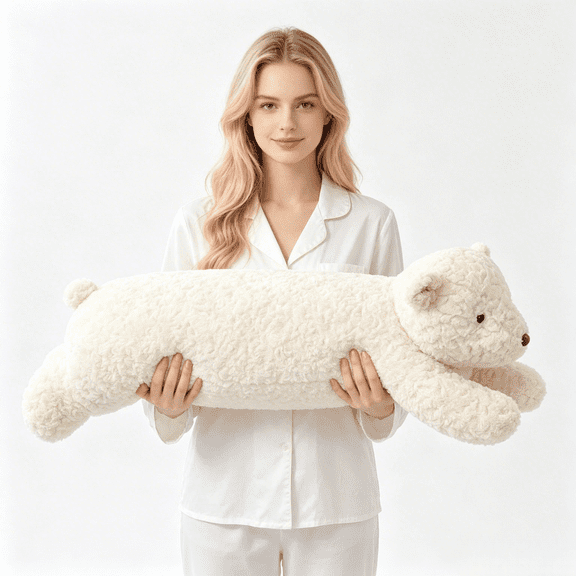 Hengshan Long Animal Body Pillow, Cute Bunny Bear Stuffed Plush Long Pillow, Ultra Soft Hugging Body Cushion for Sleeping, Cuddle Plush Toy Gift for Teens Adults