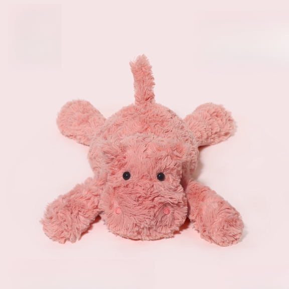 Hengshan Pink Hippo Stuffed Animal, 13.8 Inch Soft Lying Hippo Plush Toy, Cute Fluffy Hippo Doll, Cuddle Companion Gift for Kids Boys Girls