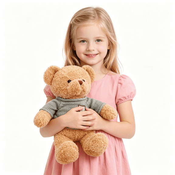 Hengshan Teddy Bear Plush Toy, Cute Stuffed Teddy Bear Doll with Knitted Sweater, Soft Curly Bear Stuffed Animal, Cuddle Buddy for Kids Boys Girls, 2 Colors Multiple Sizes