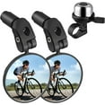 thumbnail image 1 of Hengswere 2 Pack Bike Mirror,Adjustable Rotatable Rear View Glass Convex Mirror Bicycle Mirrors,Handlebar Rear View Mirrors with Bike Bell, 1 of 8