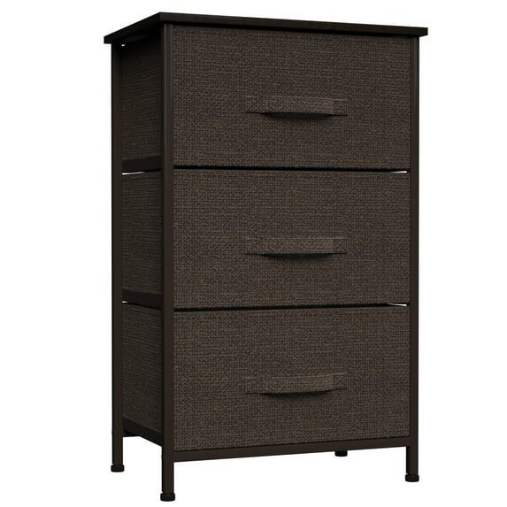 Hengu 3 Drawer Dresser, Fabric Drawers Closet Shelves for Bedroom, Closets, Living Room, Hallway, Brown