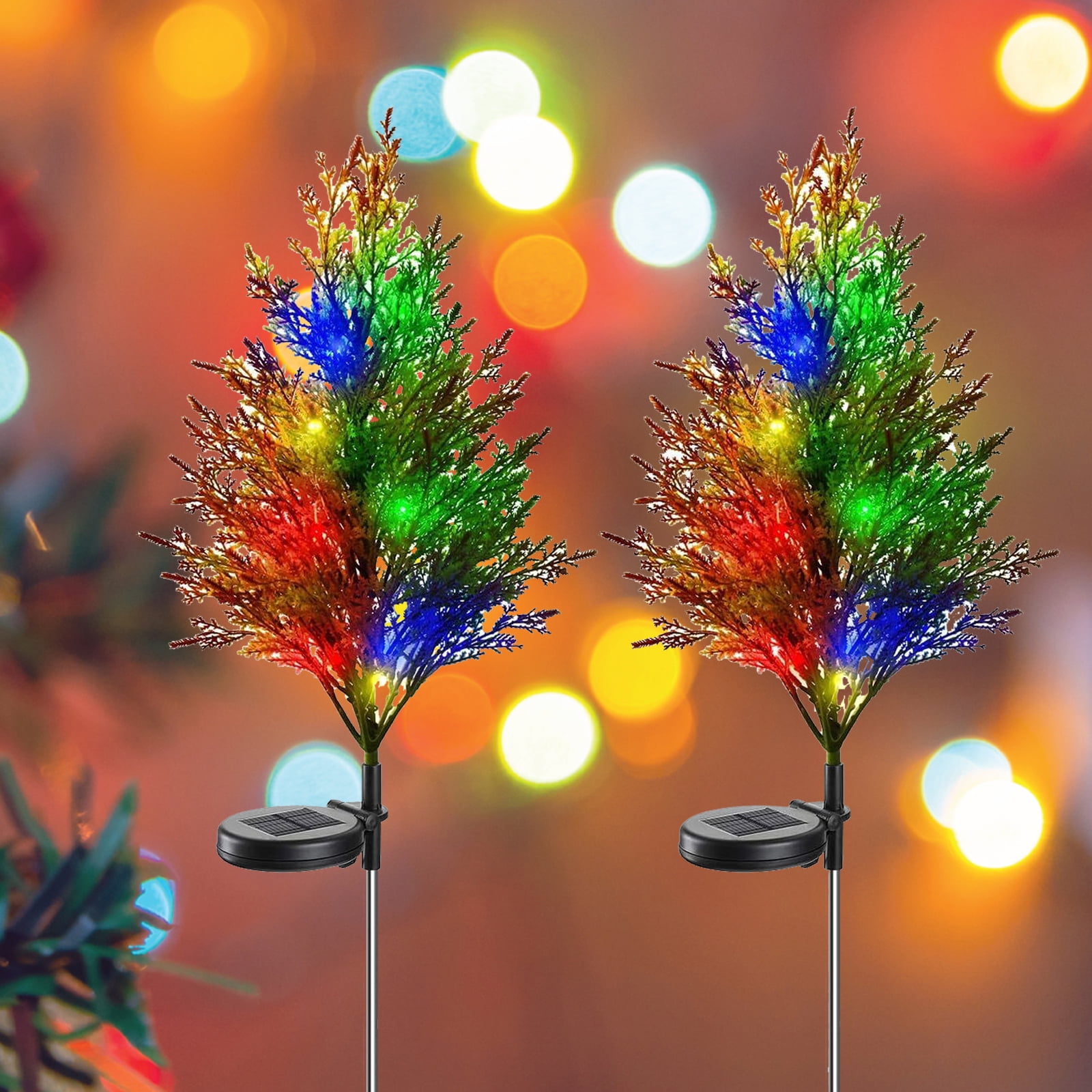 Hengu Solar Christmas Tree Lights, MultiColor Stake Lamp Pathway