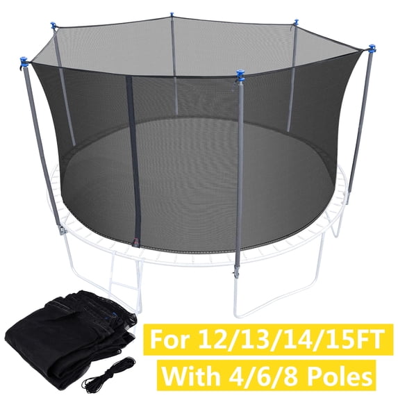 Trampoline Net,Hengu Trampoline Replacement Enclosure Net for 12ft 13ft 14ft 15ft,Weather Resistant,Tear-Proof,NET ONLY