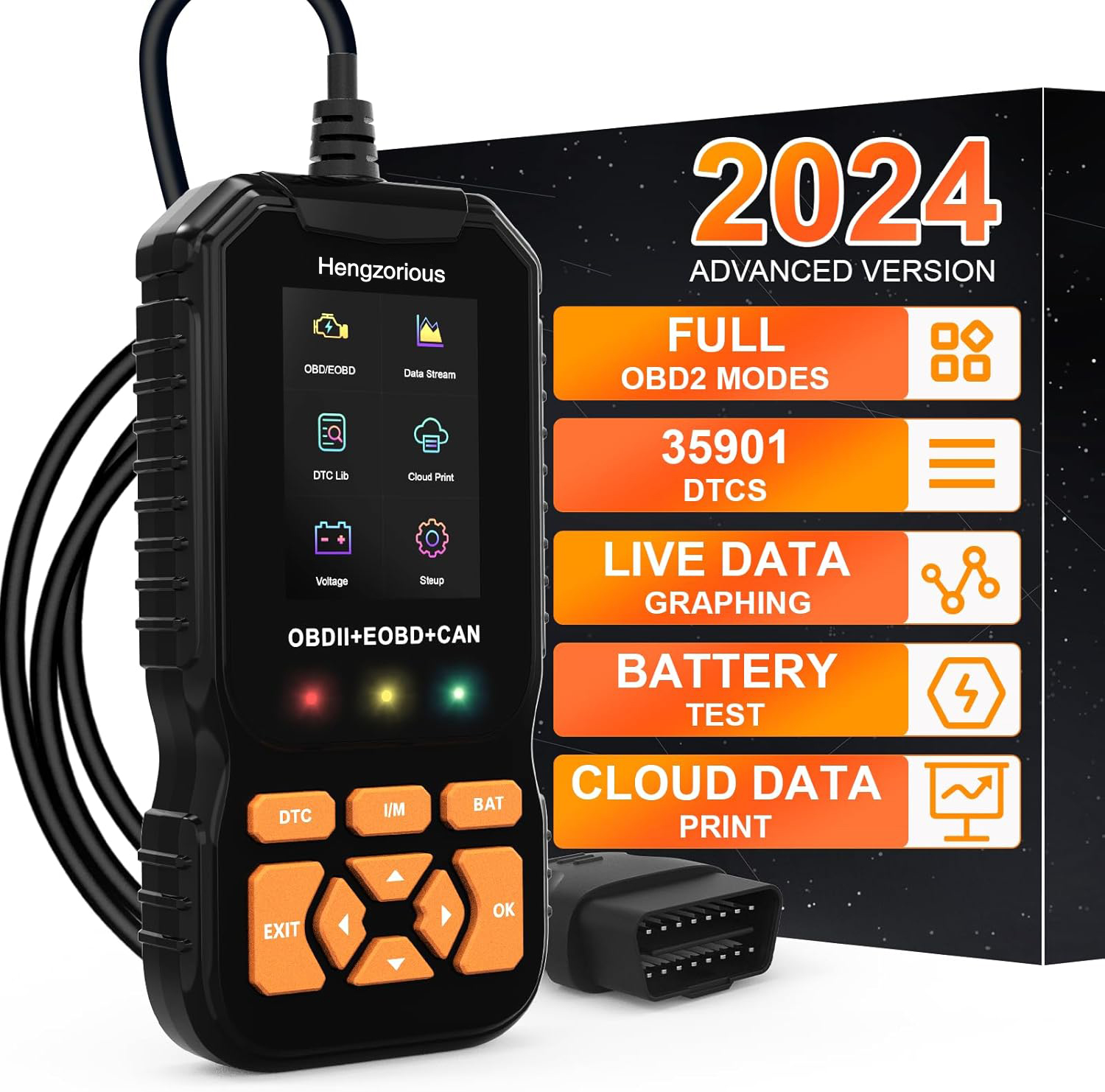Hengzorious 2024 Professional OBD2 Scanner Diagnostic Tool Enhanced