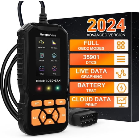 Hengzorious 2024 Professional OBD2 Scanner Diagnostic Tool Enhanced Auto Check Engine with Read/Erase Fault Code, 35,901 DTCs, Cloud Data Print, Code Reader Scanner for Cars After 1996