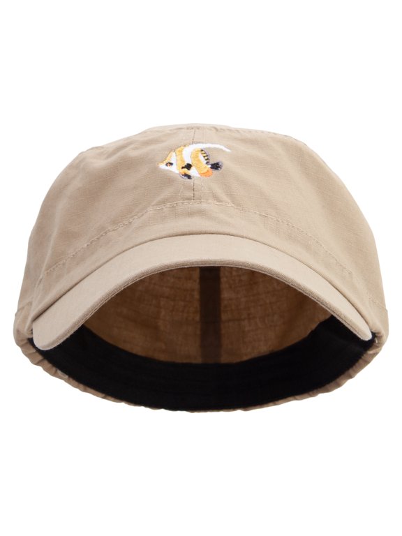 Heniochus Logo Embroidered Big Size Fitted Ripstop Cotton Military Army Cap - Khaki 2XL-3XL