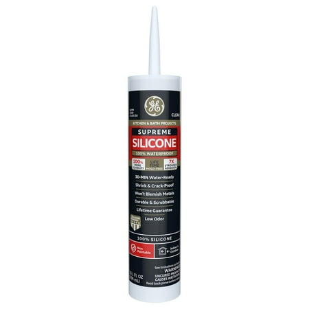 GE Supreme Silicone Caulk for Window & Door - 100% Waterproof Silicone Sealant, 7X Stronger Adhesion, Shrink & Crack Proof - 10 oz Cartridge, Clear, Pack of 1