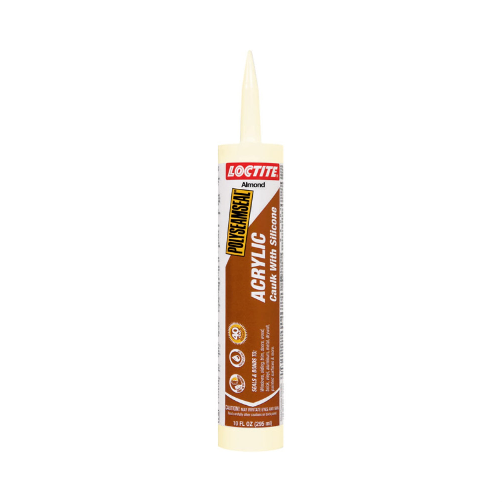 Henkel 1507598 Polyseamseal Silicone Acrylic Latex Caulk, Almond, 10 Oz