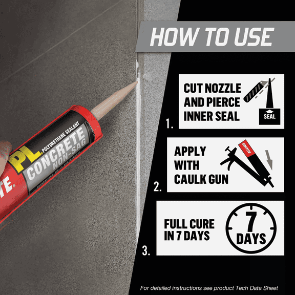 LOCTITE PL Polyurethane Concrete Sealant - Single Pack Exterior Wood Surfaces, UV-Resistant Formula