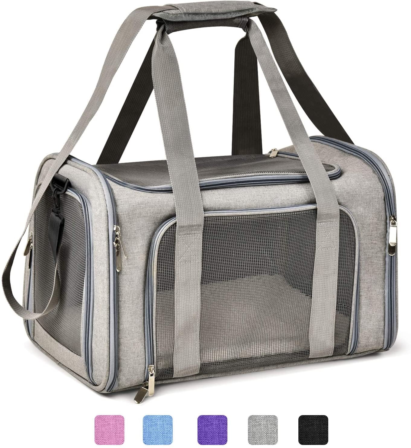 A4Pet Small Dog Carrier for Air Travel, Airline Approved Cat Carrier for  Under 18 lbs Small Pet, Soft-Sided Pet Travel Carrier Bag - Gray, 16.9 x  10.2