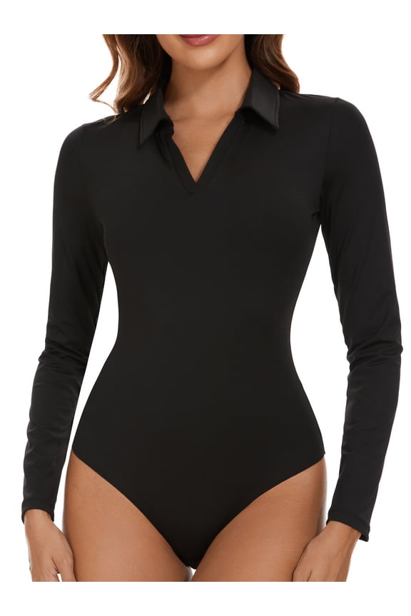 Henley Bodysuit for Women Long Sleeve Tops Bodysuits Dressy Blouse Casual