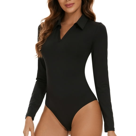 Henley Bodysuit for Women Long Sleeve Tops Bodysuits Dressy Blouse Casual