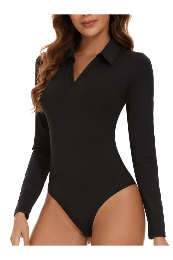 Henley Bodysuit for Women Long Sleeve Tops Bodysuits Dressy Blouse Casual