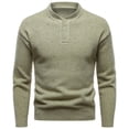 thumbnail image 1 of Henley Knit Sweater for men Long Sleeve Soft Pullover Shirt classic fit Button Soft Fall Winter Tops Casual Comfy Tops (M, Green), 1 of 8