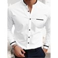 thumbnail image 1 of Henley Shirt for Men Casual Long Sleeve Button Down Regular Fit Cotton Wrinkle Free Dress Shirts Business Casual Shirt White L, 1 of 6
