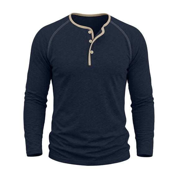 Henley Shirt for Men Long Sleeve Solid Color Loungewear Sleep Pajama Top Casual Fall Pullover Dad Gifts