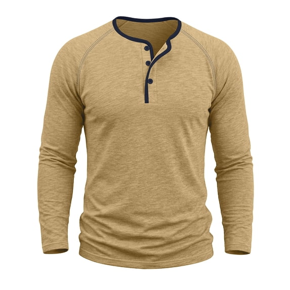 Henley Shirt for Men Long Sleeve Solid Color Loungewear Sleep Pajama Top Casual Fall Pullover Dad Gifts