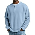 thumbnail image 1 of Henley Shirts For Men Long Sleeve Waffle Knit Tops Button Henley Neck T-Shirts, 1 of 4