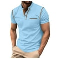 thumbnail image 1 of Henley Shirts Mens Tshirt Mens Henley Shirts Short Sleeve Summer Casual Classic T Shirts Pocket Button Shirt Blue S, 1 of 5