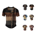thumbnail image 1 of Henley Shirts for Men 2026 Summer Casual Short Sleeve Waffle Knit Color Block T Shirts Work Shirt, 1 of 3