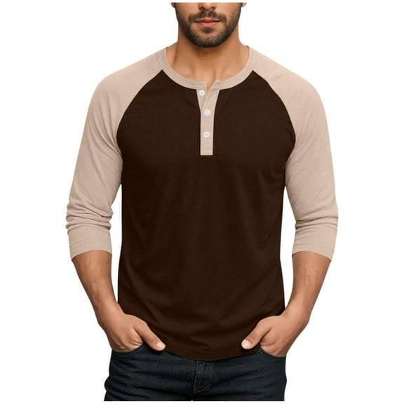 Henley Shirts for Men 3/4 Sleeve Baseball Athletic Fashion Casual Workout Cotton TShirts Summer Blouse Tops