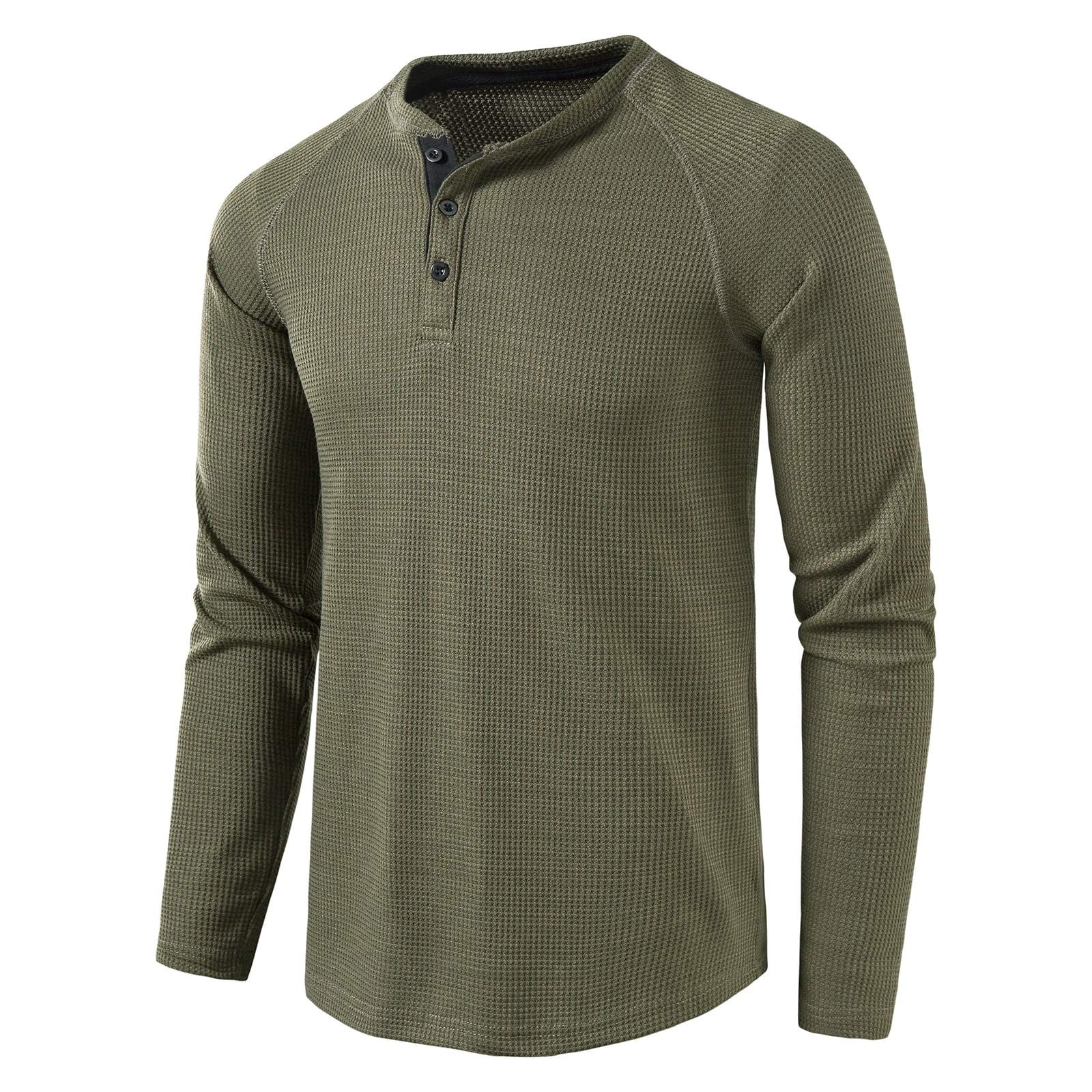 Henley shirts for men breathable waffle knit sweatshirt bodybuilding