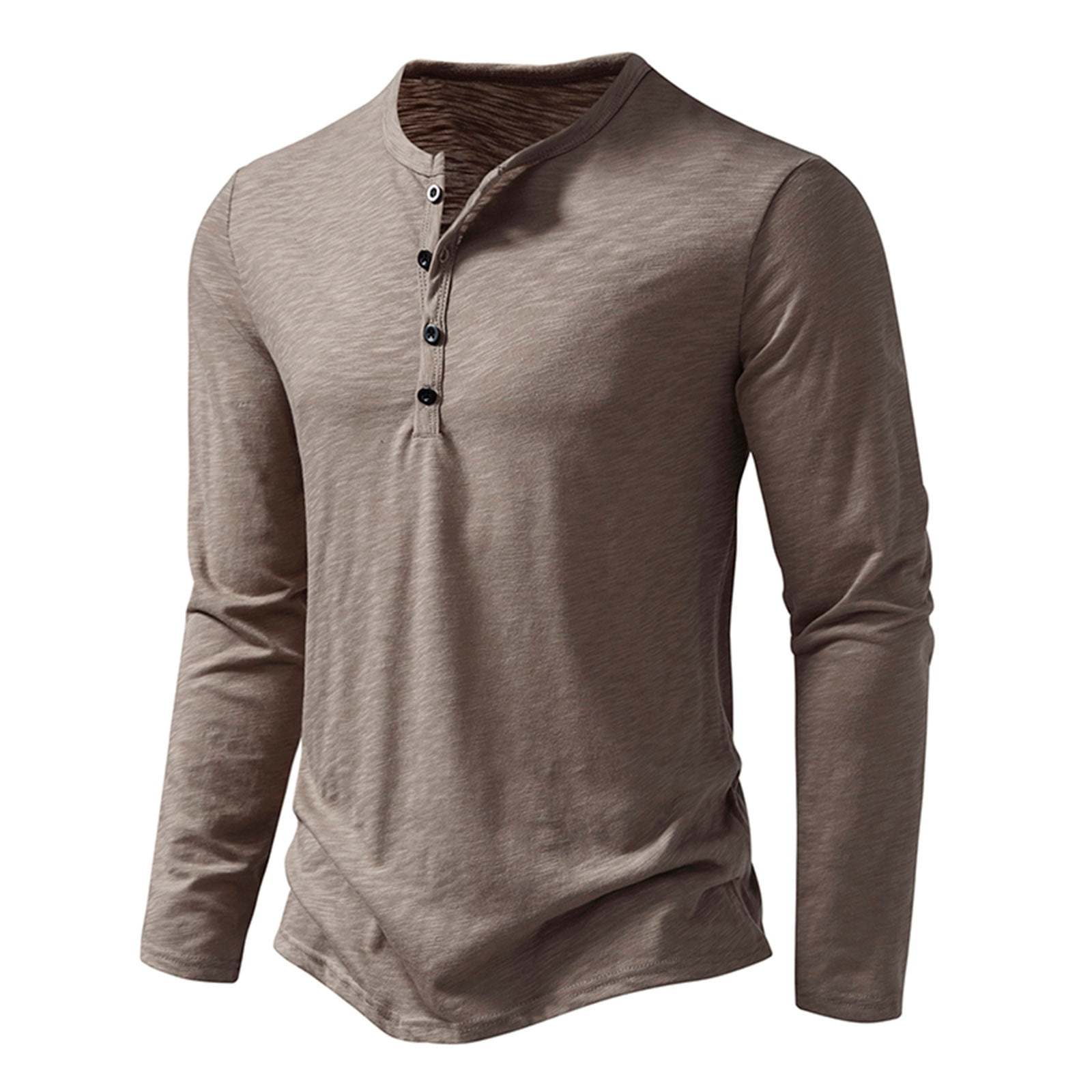 Henley Shirts for Men Casual Long Sleeve Cerwneck Button T-Shirt Fall ...
