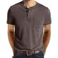 thumbnail image 1 of Henley Shirts for Men Casual Short Sleeve Cotton T-Shirt Basic Button Tee Shirts with Pocket, 1 of 5