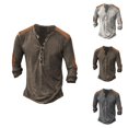 thumbnail image 1 of Henley Shirts for Men Front Placket Button Down Retro Casual Long Sleeve Washed T Shirts for Men Renaissance Top, 1 of 3