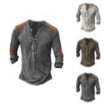 thumbnail image 1 of Henley Shirts for Men Front Placket Button Down Retro Casual Long Sleeve Washed T Shirts for Men Renaissance Top, 1 of 3