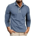 thumbnail image 1 of Henley Shirts for Men Lapel Long Sleeve Half Button Fall Casual Fashion Basic Tops with Pocket Light Blue XL, 1 of 7
